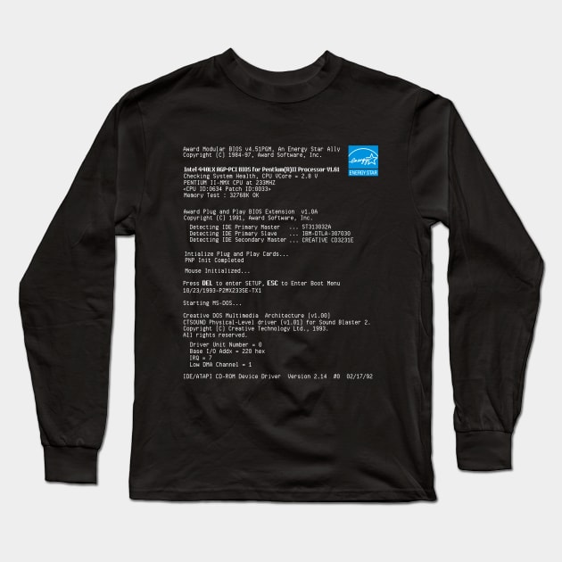 Retro Computer Boot Screen Long Sleeve T-Shirt by Fish Fish Designs